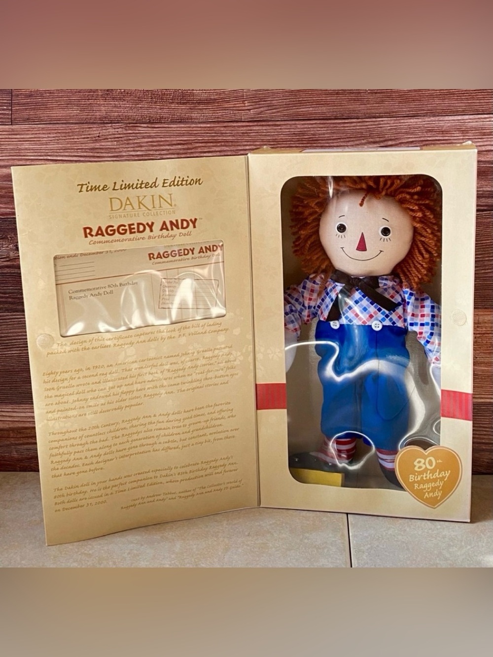 Dakin Raggedy Andy 80th Birthday Commemorative Doll